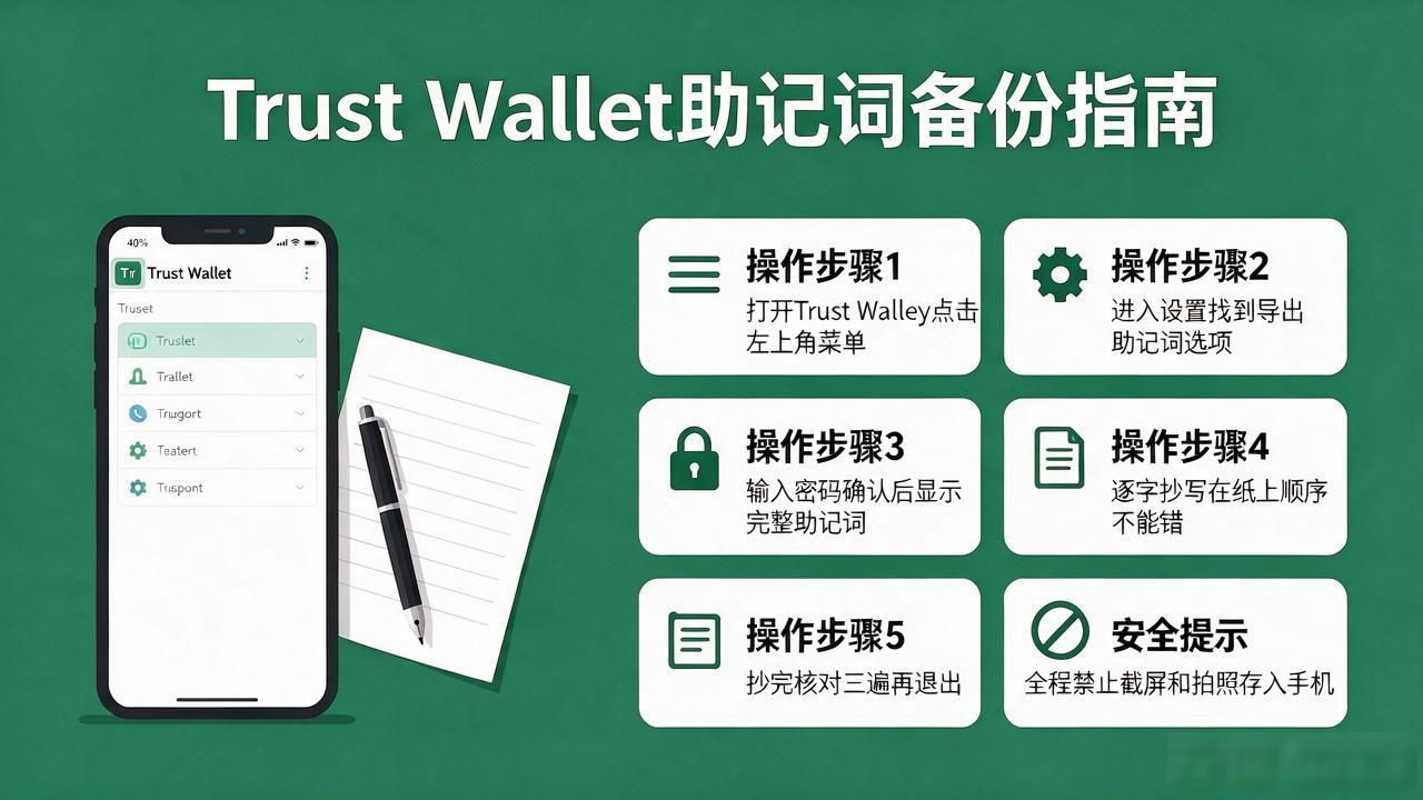 Trust Wallet备份操作指南，助记词存错就全没了