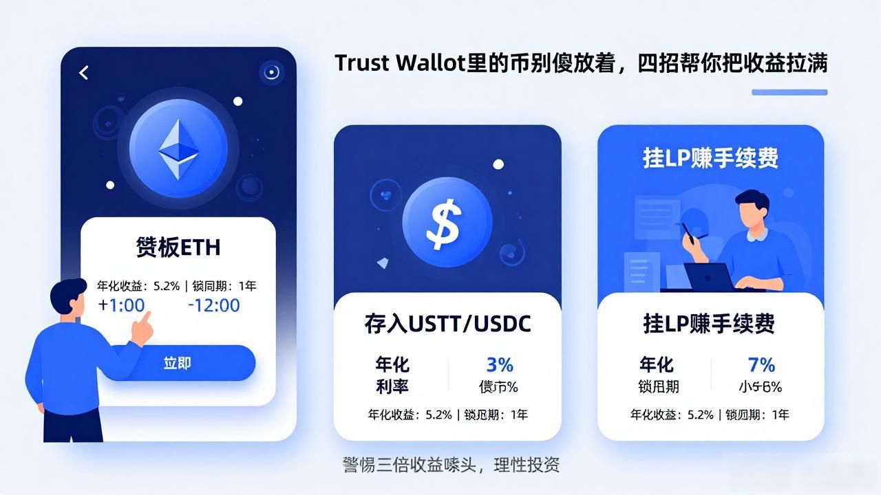 Trust Wallet里的币别傻放着 四招帮你把收益拉满